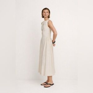 Neutral Rayon Blend Midi Dress/Button Front/Fully Lined M NWT